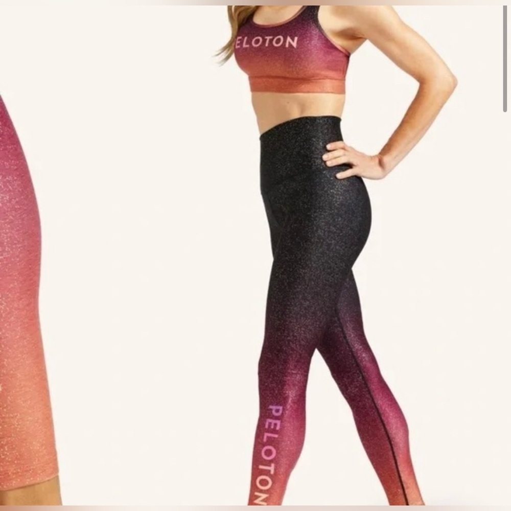 Peloton x WITH sunrise fade sparkle high waist set worn once!